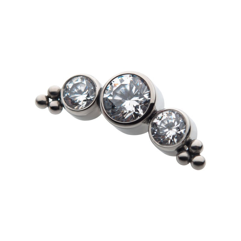 Stone Sky Gem w/ Beads | Titanium Threadless Top For Nose, Ears & Lip - Avanti Body Jewelry