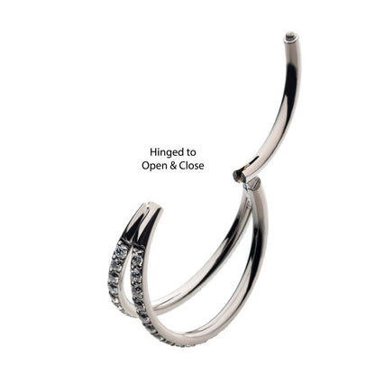 Hinged Ring Fan Out w/ CZ | Titanium Clicker Segment Hoop Ring
