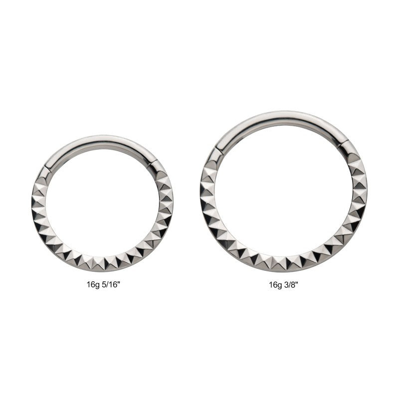 Hinged Ring Pyramid Cut | Titanium Clicker Segment Hoop Ring - Avanti Body Jewelry
