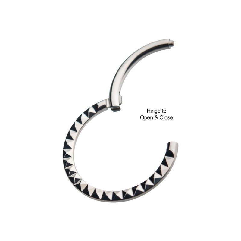 Hinged Ring Pyramid Cut | Titanium Clicker Segment Hoop Ring