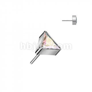 Implant Grade Titanium Threadless Push In Top With Triangle CZ  For Nose, Ears & Lip