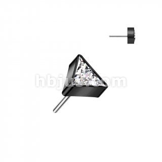 Implant Grade Titanium Threadless Push In Top With Triangle CZ  For Nose, Ears & Lip