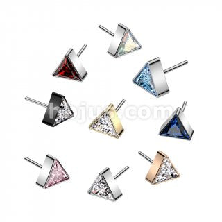Implant Grade Titanium Threadless Push In Top With Triangle CZ For Nose, Ears & Lip - Avanti Body Jewelry